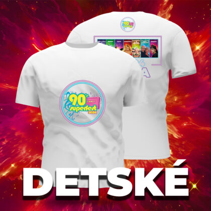 Detské tričko s motívom 90's SUPER FEST s farebným dizajnom.